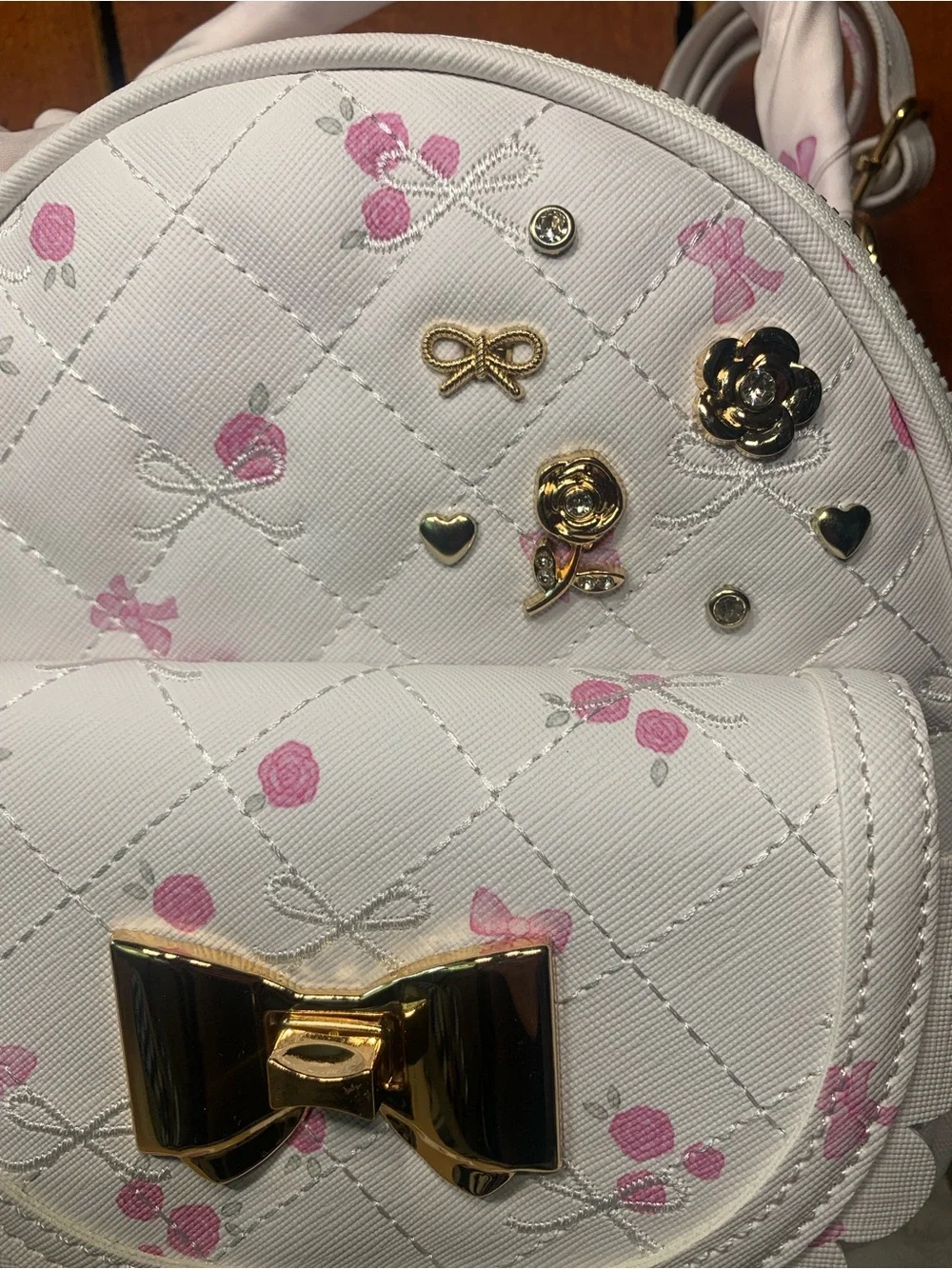 Under One Sky Girls Quilted Mini Convertible Floral Backpack Purse with Bow NWT